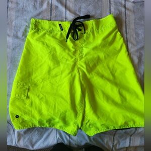 Green Swim Shorts with Reflective Material